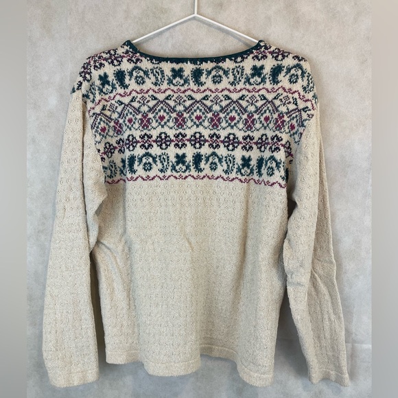 Rare Vintage 80s Northern Reflection Cream Patterned Sweater Size Medium - Picture 3 of 10
